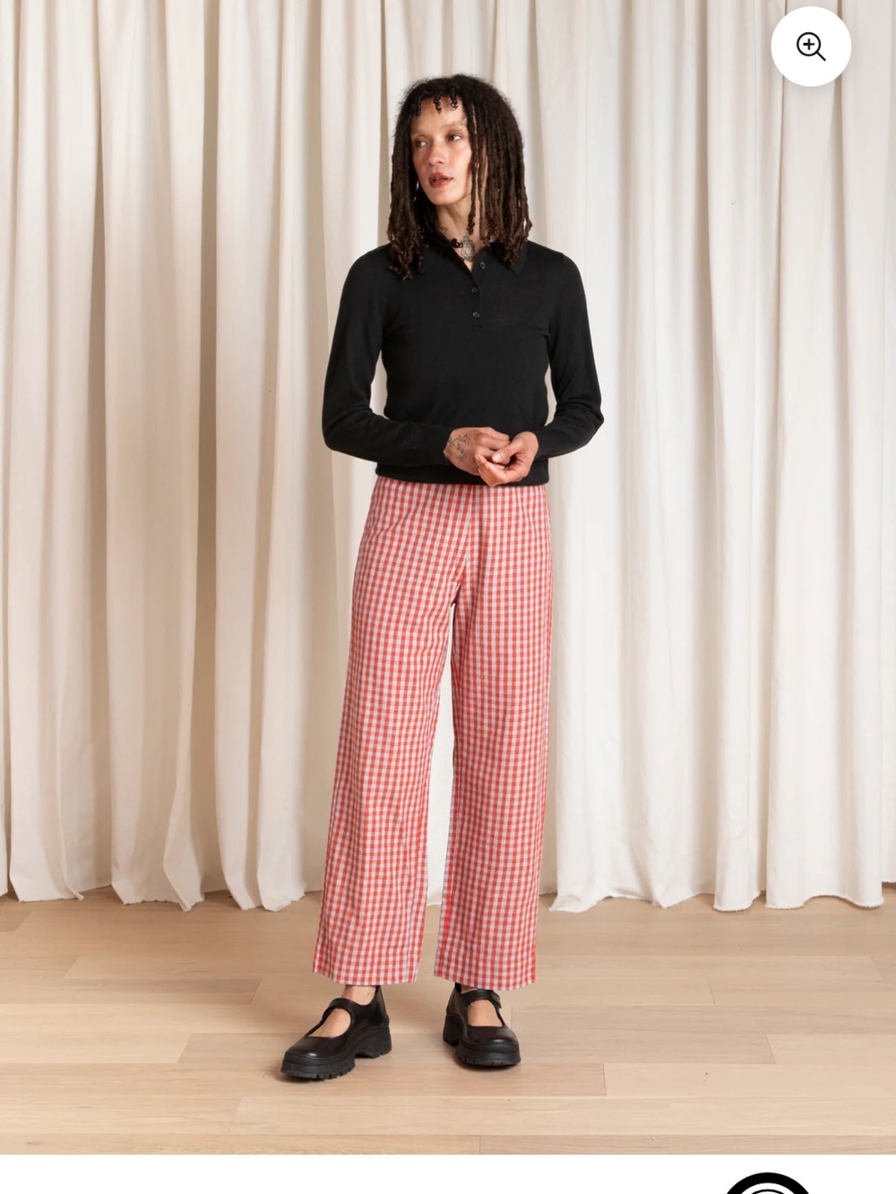 NWT Ali Golden silk fly pants gingham